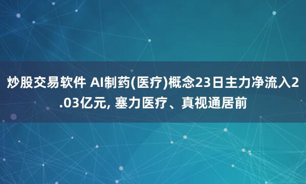 炒股交易软件 AI制药(医疗)概念23日主力净流入2.03亿元, 塞力医疗、真视通居前